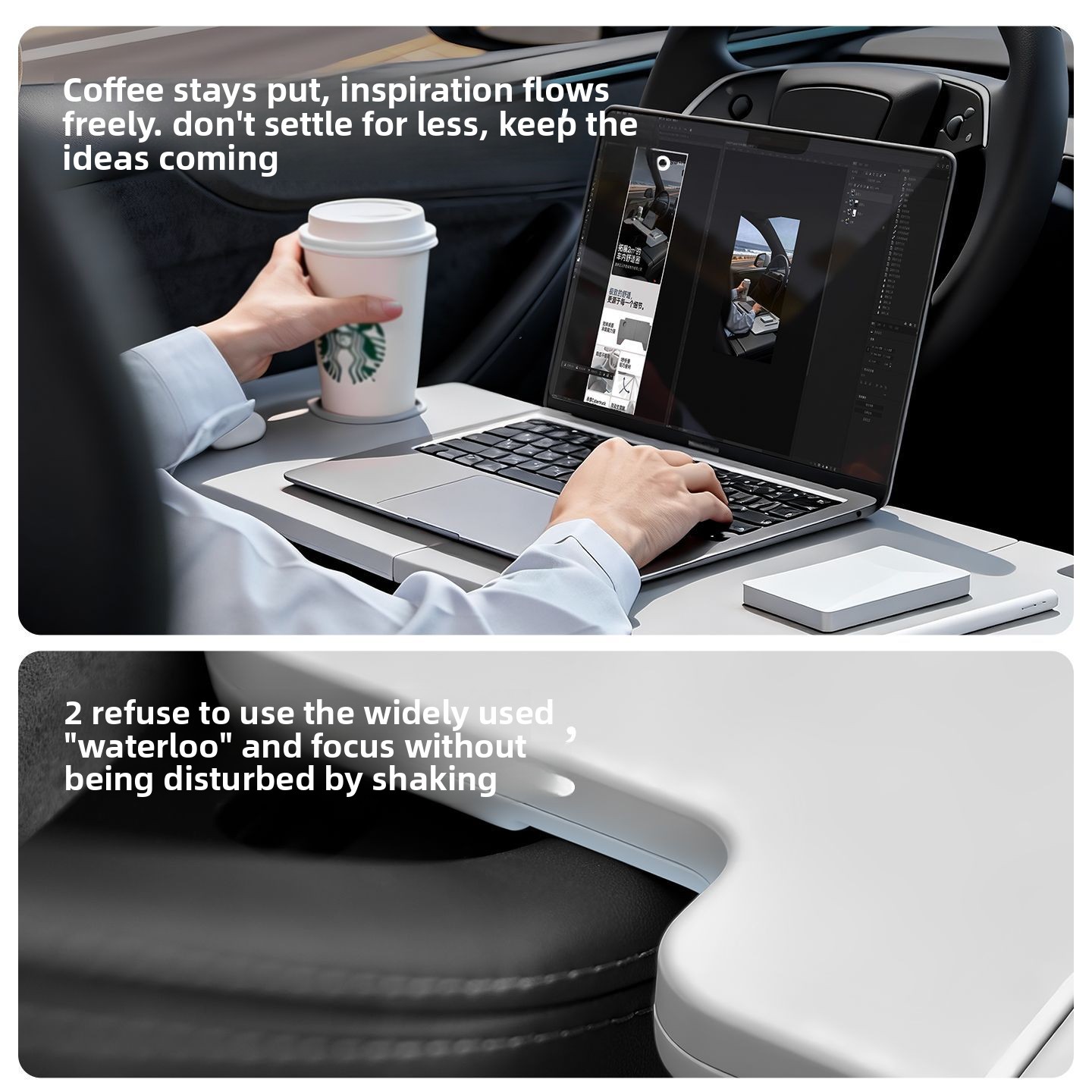 折りたたみ式車用デスク テスラモデル 3/Y/S/X 多機能 - Interior Design Mockup のレビューと価格