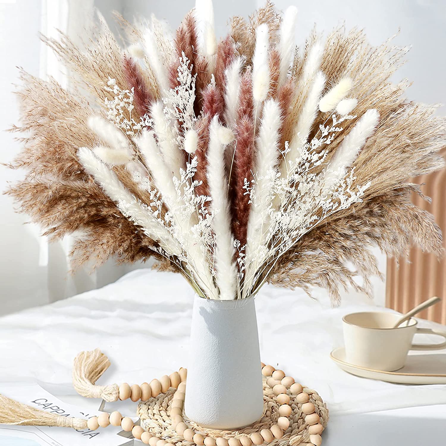 ホームテーブルデコレーション ドライフラワー 天然のドライプ - Dried Pampas Bundle のレビューと価格