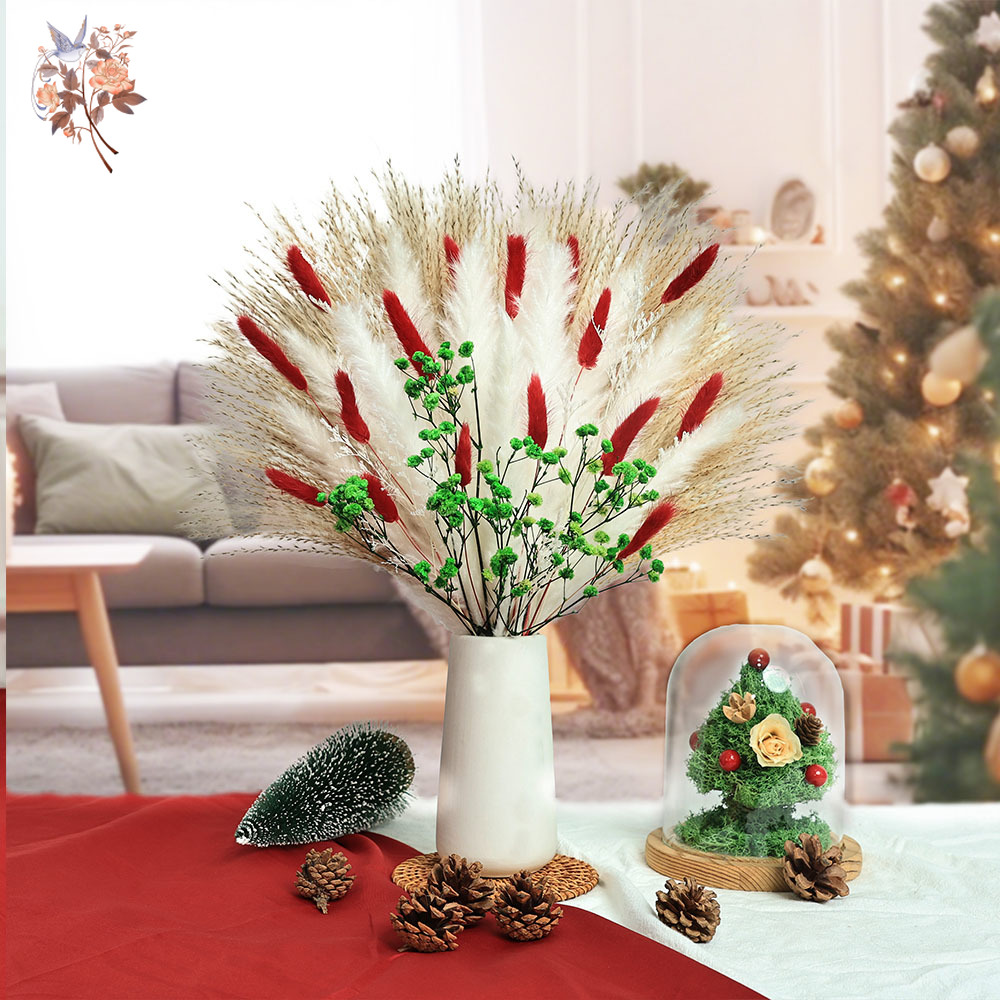 55個のドライフラワーブーケ クリスマスデコレーション 室内 - Dried Pampas Bundle のレビューと価格